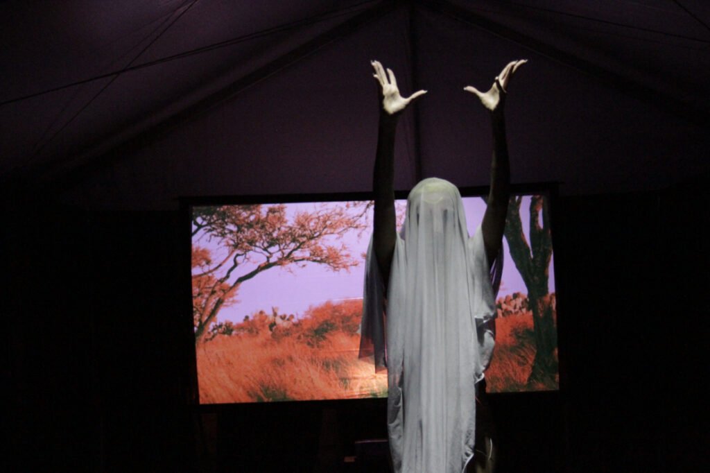 Aquarius Funkk performs 'The Lone Flamingo' at OUTsider Festival, February 2024. The Vortex, Austin, Texas